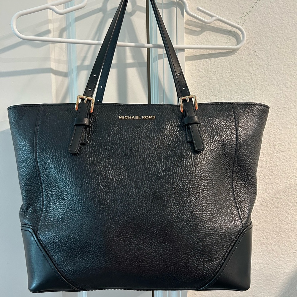 Michael Kors Large Black Leather Tote Bag